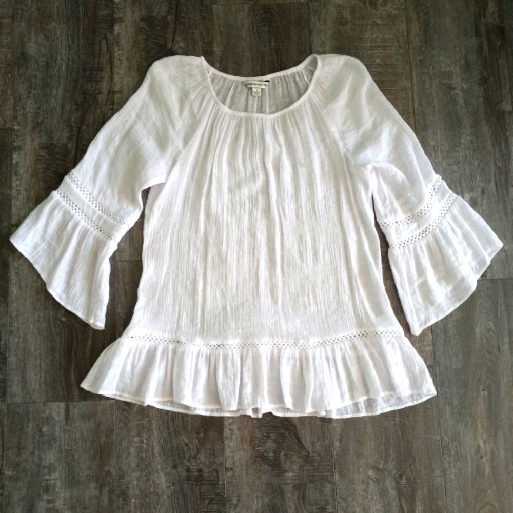 Fundamental Things white beachy boho scoop neck top S